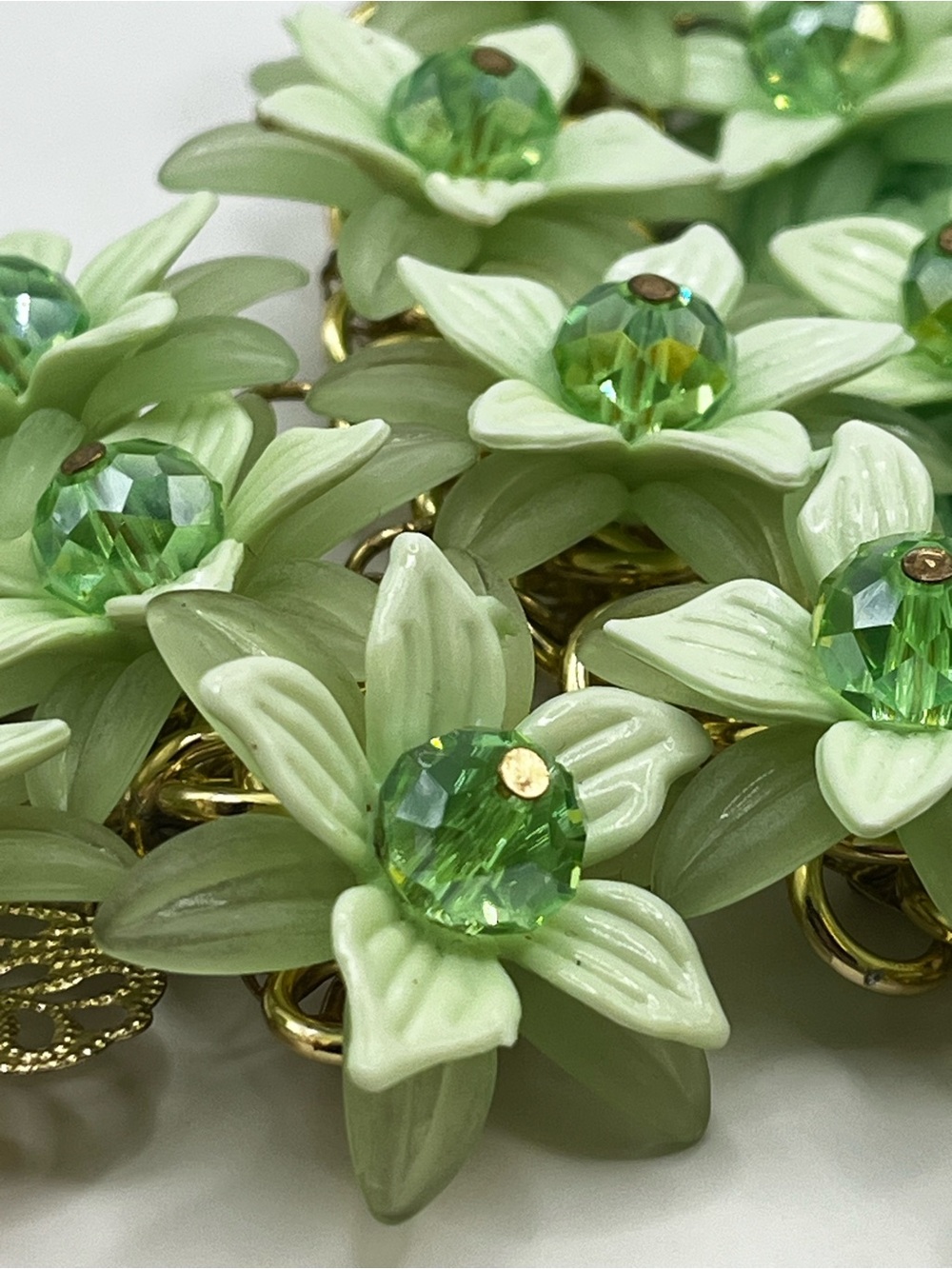 Green Chroma, Green Glass and Green AB stones Bib statement necklace - Picture 15 of 15